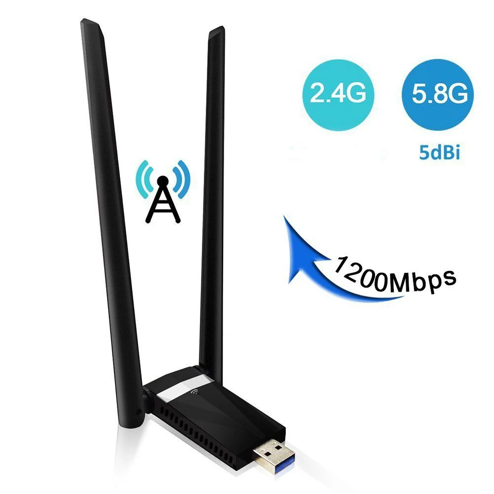 5dBi 1200Mbps Mini Stable Signal Portable Network Card Wireless USB 3.0 Wifi Adapter Easy Apply Dethable External Dual Band | Компьютеры и