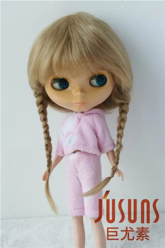 JD018 10-11 дюймов мохер парики Красивая Ана две косы BJD кукла парик Мода Кукла волосы - Цвет: Ash Blond M4