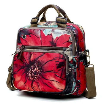 

Chinese Style Women Retro Flowers Print Shoulder Backpack Muti-Pocket Zipper Travel Large Capacity Mom's Storage Back Pack Bag
