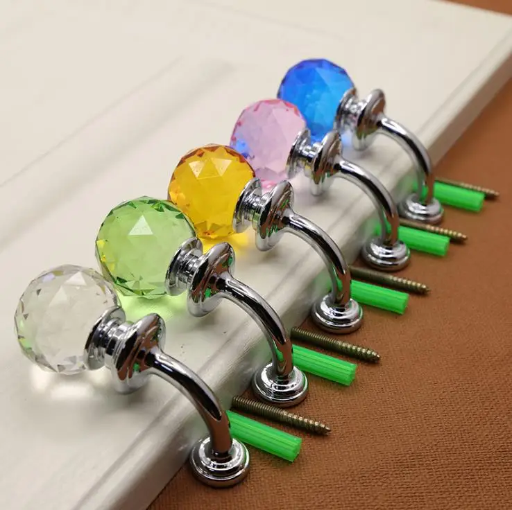 

FAST SHIPPING 30x73MM Colored Crystal Clothes Hook Clothes Hanger Knobs Drawer Knob for Kids/ Children Cabinets Cupboard Knobs
