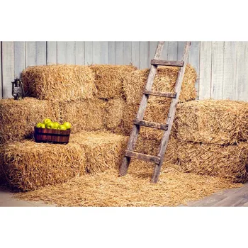 

7X5ft Vinyl Photography Backdrops Straw pile and wooden ladder Background Computer printed Children Backdrops for Photo Studio