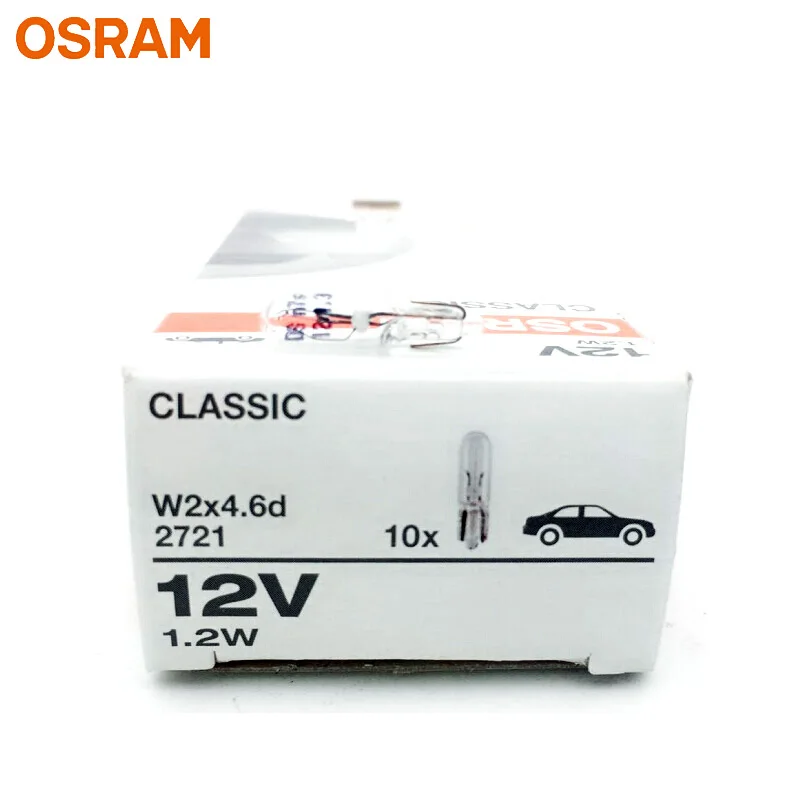 Лампа Ксеноновая OSRAM 12V первоначально T5 2721 12V 1,2 W W2* 4.6d Стандартный интерьер светильник задние фонари стоп светильник OEM авто лампы 10 шт