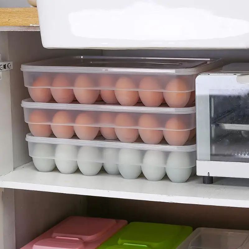 

34 Grids Egg Refrigerator Storage Box Large Capacity Hard Plastic Egg Case Organizer Holder Box Container Egg Racks And Shelf