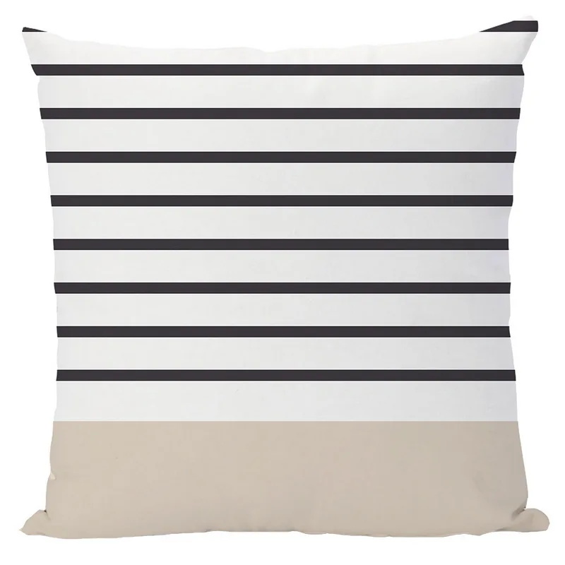 

Geometric Cushion Cover Black and White Polyester Throw Pillow Case Striped Dotted Grid Triangular Geometric Art Cushion Cover