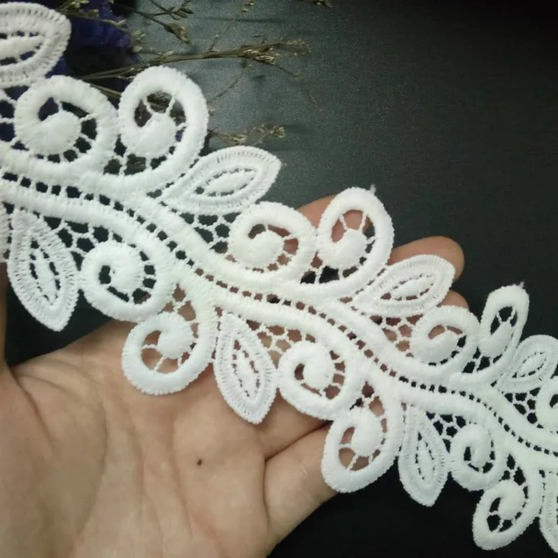 1yard White Flower Embroidered Fabric Lace Trim Ribbon DIY Sewing Supplies Craft