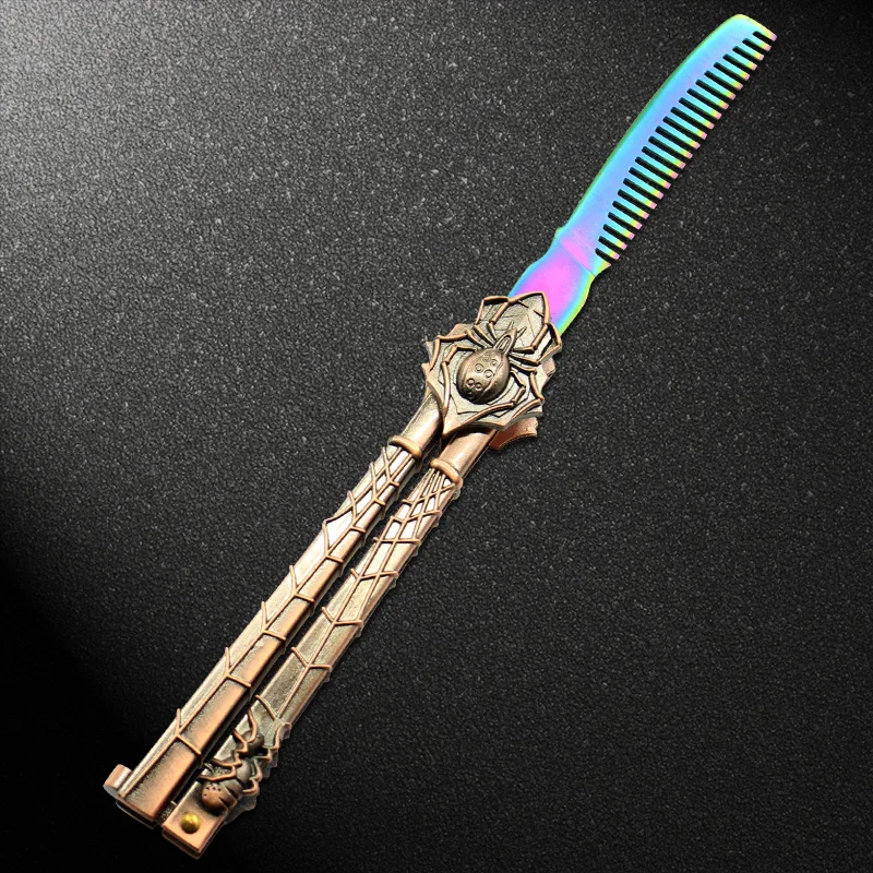 Tanie Cs go kolorowe praktyka nóż motyl znikną rainbow trener składany nóż nóż motylkowy gra nóż nudne narzędzie z grzebieniem