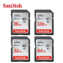 SanDisk ультра оригинальная sd-карта 16 ГБ 32 ГБ SDHC 64 Гб 128 ГБ SDXC класс 10 карта памяти C10 R80mb/s USH-1 Поддержка камеры