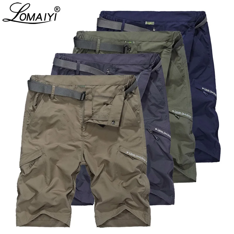 

LOMAIYI Cargo Shorts Men Breathable Quick Dry Short Mens Shorts Army Green/Khaki Summer Casual Shorts For Man Travel AM385