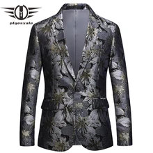 Plyesxale цветочный блейзер Для мужчин брендовая одежда Для мужчин s Блейзер Slim Fit пиджак 5XL 6XL Для мужчин выпускного вечера вечерние пиджаки мужские пальто Q393