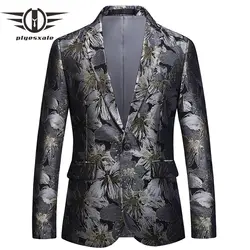 Plyesxale цветочный блейзер Для мужчин 2018 брендовая одежда Для мужчин s Блейзер Slim Fit пиджак 5XL 6XL Для мужчин выпускного вечера вечерние пиджаки