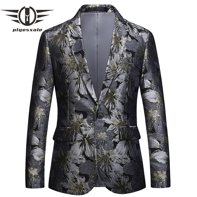 Günstige Plyesxale Floral Blazer Männer 2018 Marke Kleidung Herren Blazer Slim Fit Anzug Jacke 5XL 6XL männer Prom Party Blazer mann Mantel Q393