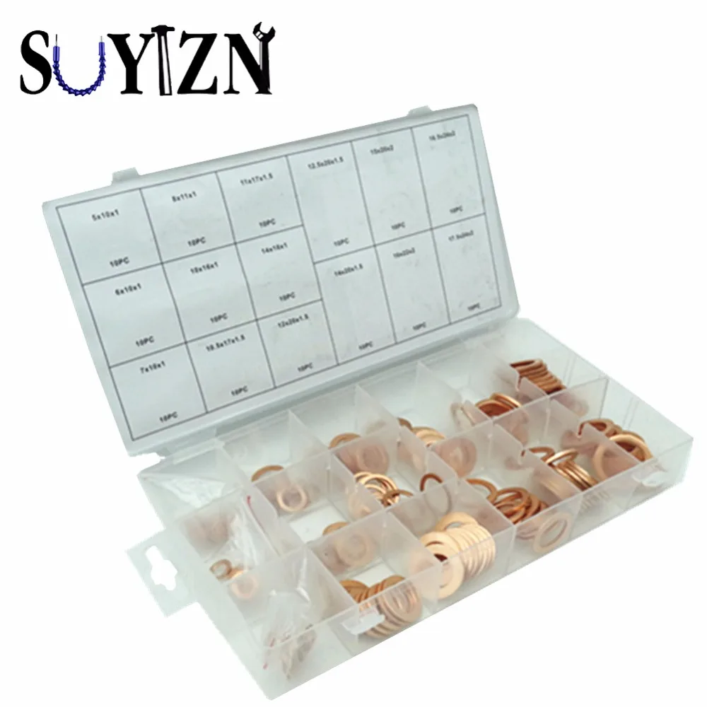 Copper Washer 150pcs Shim Washers Plastic Box Professional Hardware Accessories O Ring Fastener