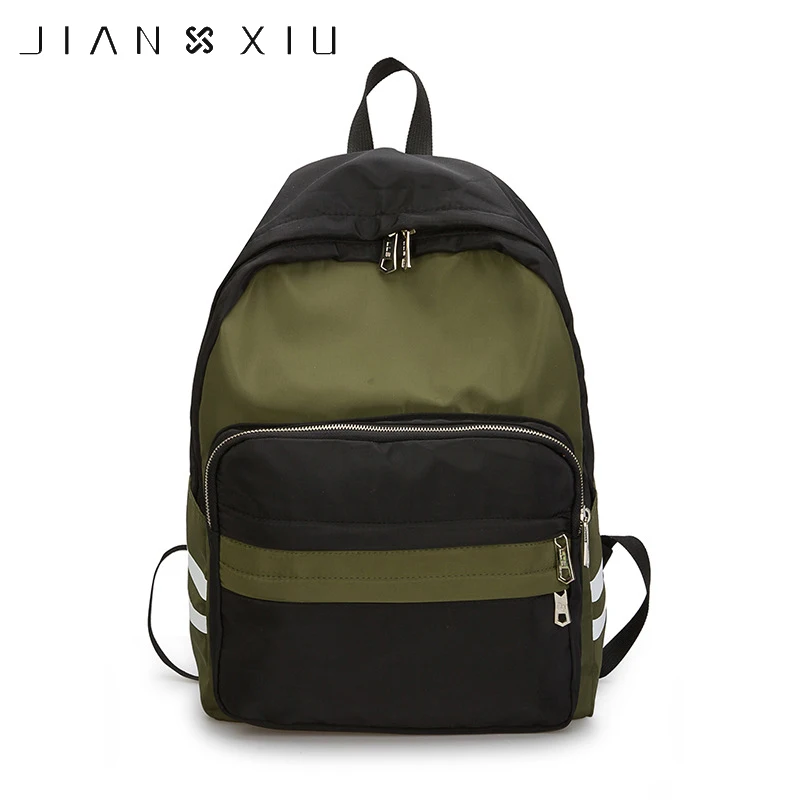 

JIANXIU Colorblock Nylon Women Backpack Large Size School Bag For High School Students Adolescent Girl Rucksack 5 Colors