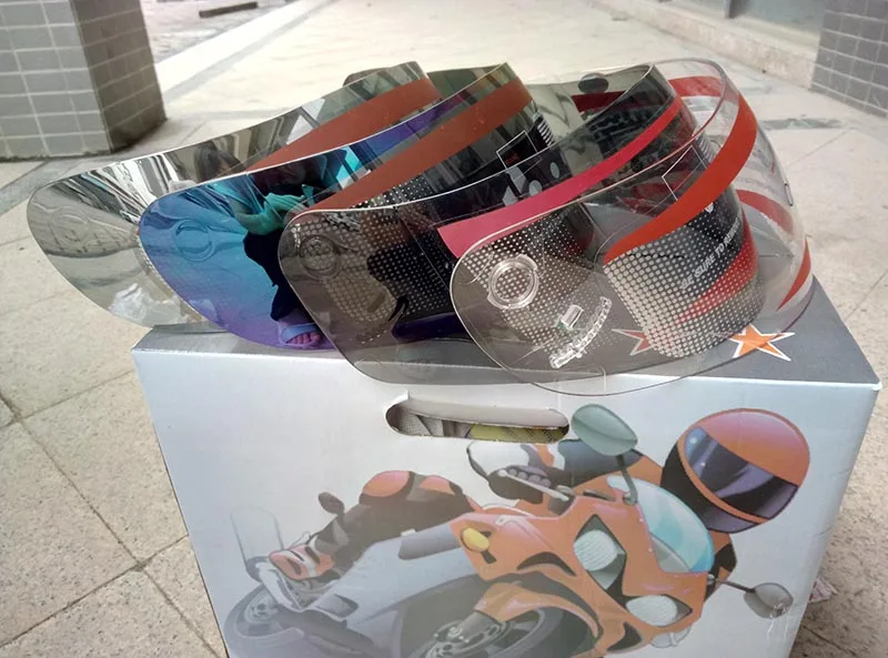 

Motorcycle helmet lens.