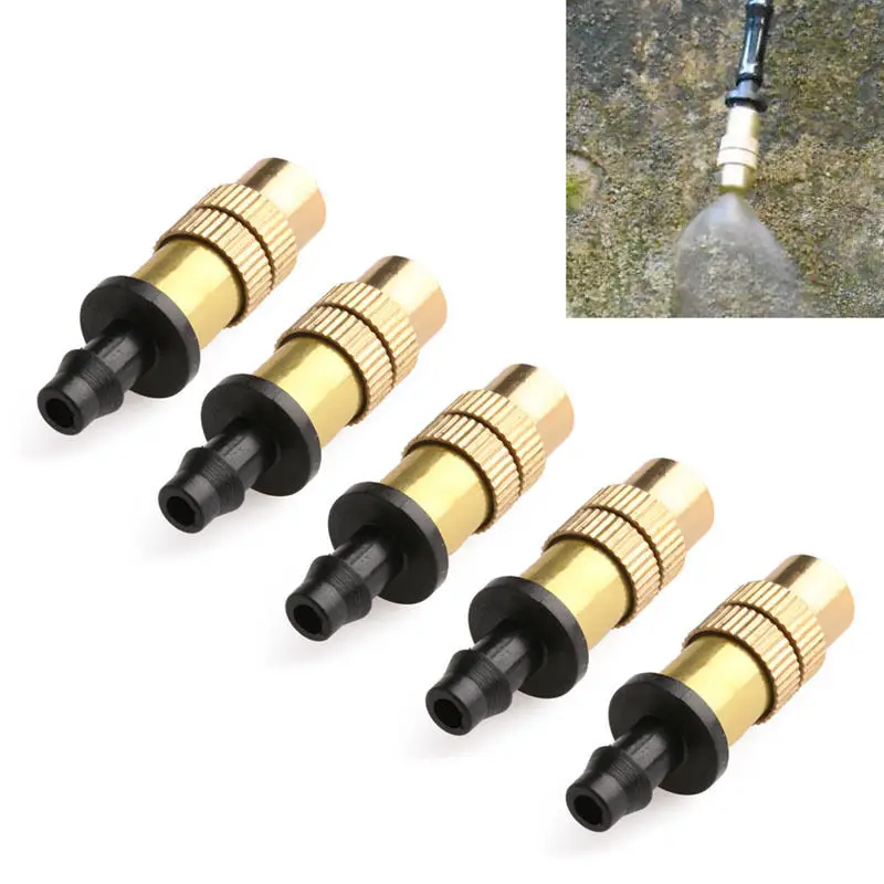 

New 5pcs Adjustable Misting Nozzle Gardening Water Cooling Thread Brass Spray Sprinkler -Y102