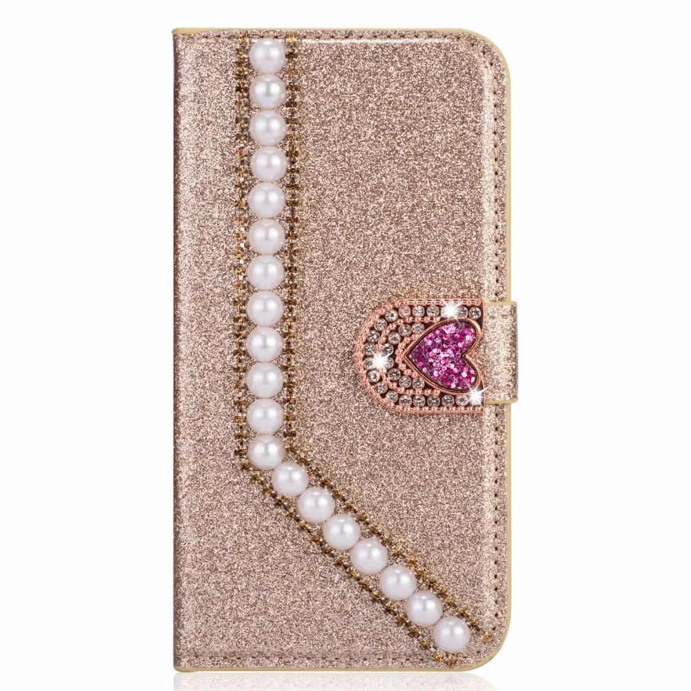 XINGDUO Case Cover for IPhone X XS XR 6 6s 7 8 Plus Luxury Pearl Flip PU Leather Phone Case Silicon Protective Shell Cover