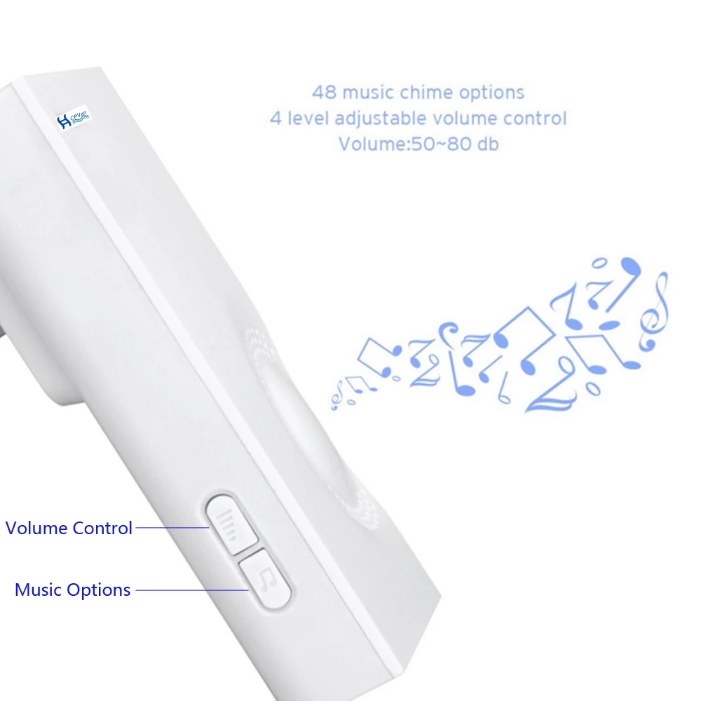 

CPVan Wireless Door Bell Kit - 328 Feet Operating 48 Chimes,1 Remote Button & 2 (No Battery Needed) Plug-In AC Receivers (White)