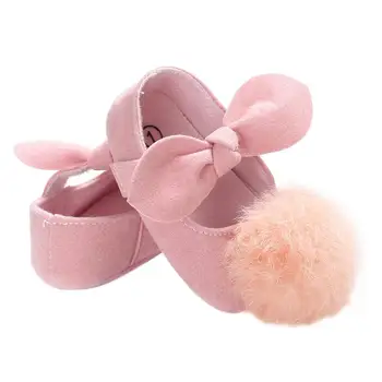 

Spring Autumn Infant Baby Shoes Fur Ball Bowknot Moccasins Newborn Girls Booties For Newborn 3 Color Available 0-18 Months