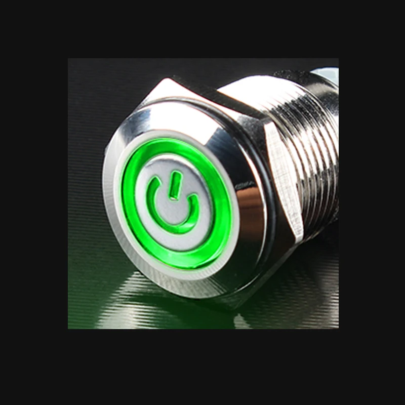 12 мм самосброс светодиодный светильник мгновенный металлический кнопочный переключатель 5 цветов 4 контакта 3 в 6 в 12 В 24 В 220 В автомобильный кнопочный переключатель питания - Цвет: Зеленый