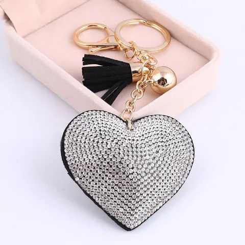 Heart Handmade Cute Bling Crystal keychain For Women Car Pendant Girl Statement Rhinestone Jewelry Bag Key Chains Ring