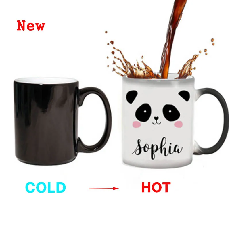

New Style Lovely Smile Panda Coffee Mugs 350mL Heat Sensitive Changed Color Tea Milk Cup Mug Best Gift for Friends Drop Shipping
