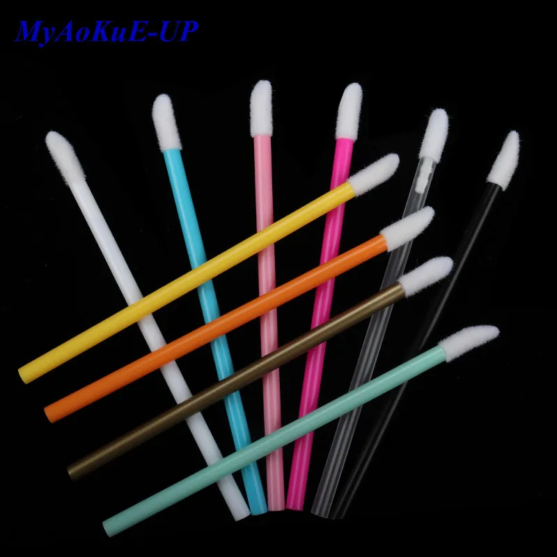 100 pcs hollow rod Lip Brush Disposable Lipstick Gloss Wands Applicator