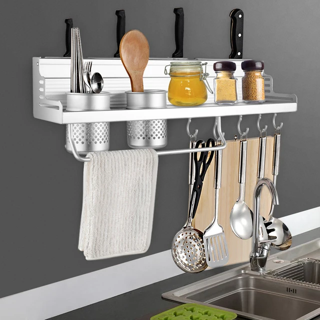 Best Offers Behogar Aluminum Pantry Cookware Spice Dinnerware Kitchenware Shelf Storage Utensils Cutlery Rack Holder Organizer