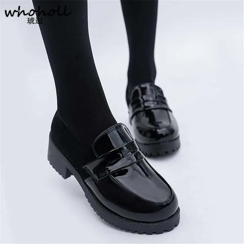 Uwabaki/форменная обувь для женщин и девочек; обувь для костюмированной вечеринки с круглым носком в японском стиле; Цвет черный, коричневый; обувь на резиновой подошве