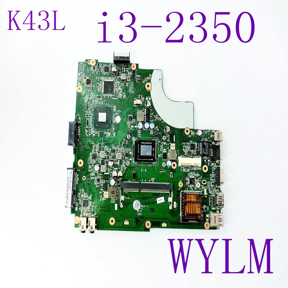 

K43L With i3-2350 CPU REV 5.0 Mainboard For ASUS Laptop Motherboard K43 K43E K43SD HM65 DDR3 100% fully tested working well