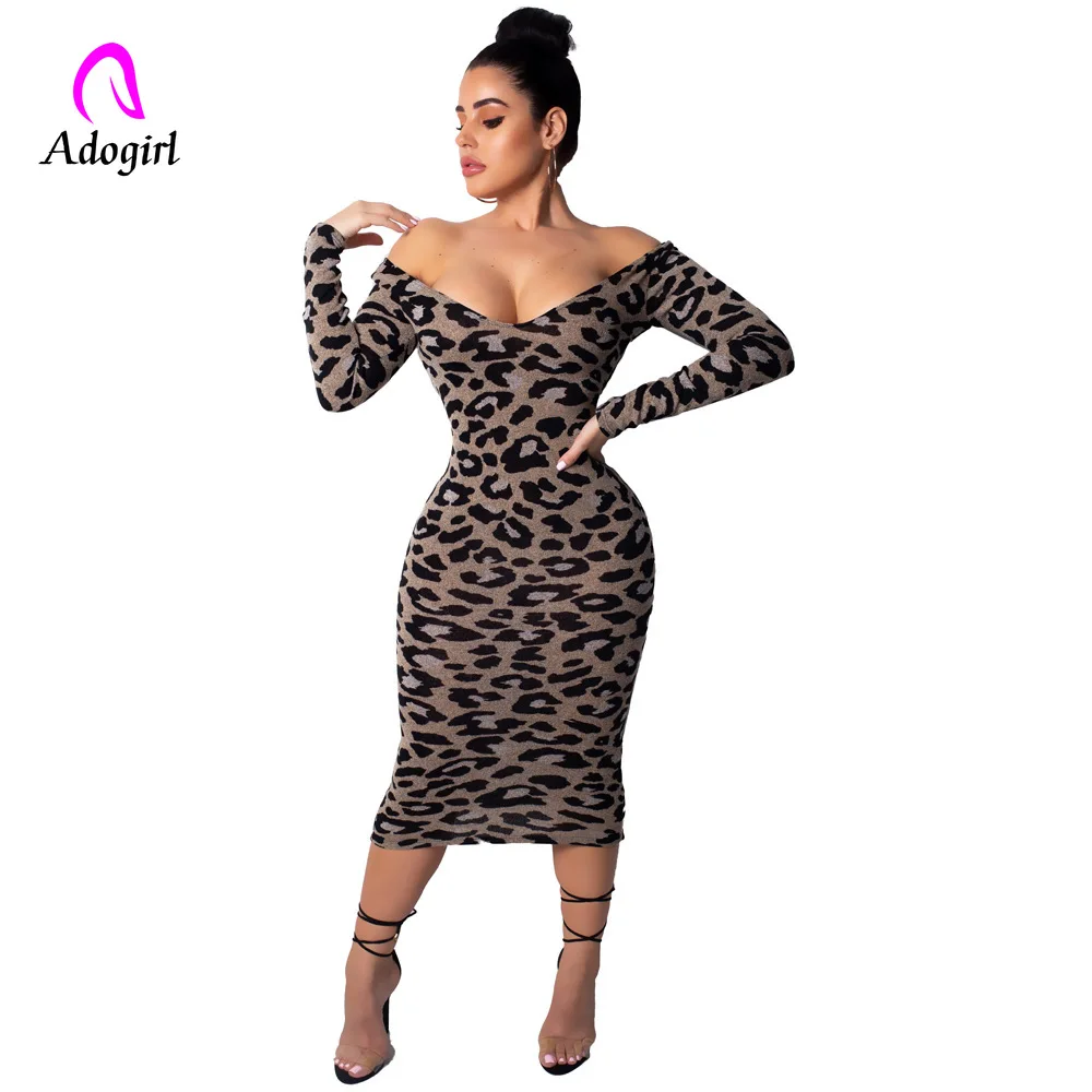 

Leopard Print Women Maxi Dress Summer Sexy Vintage Dress Female Slim Off Shoulder Party Bodycon Causal Dress Robe Retro Vestidos