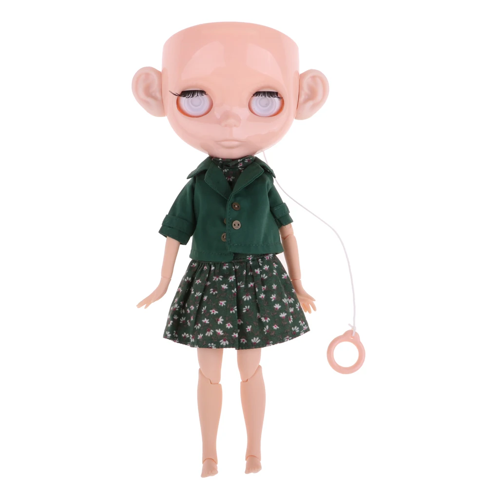 

20 Joints Doll Body + Faceplate Head + Ears + Eye Mechanism + Pull Ring + Clothes for 12inch RBL Neo Blythe DIY Accessories