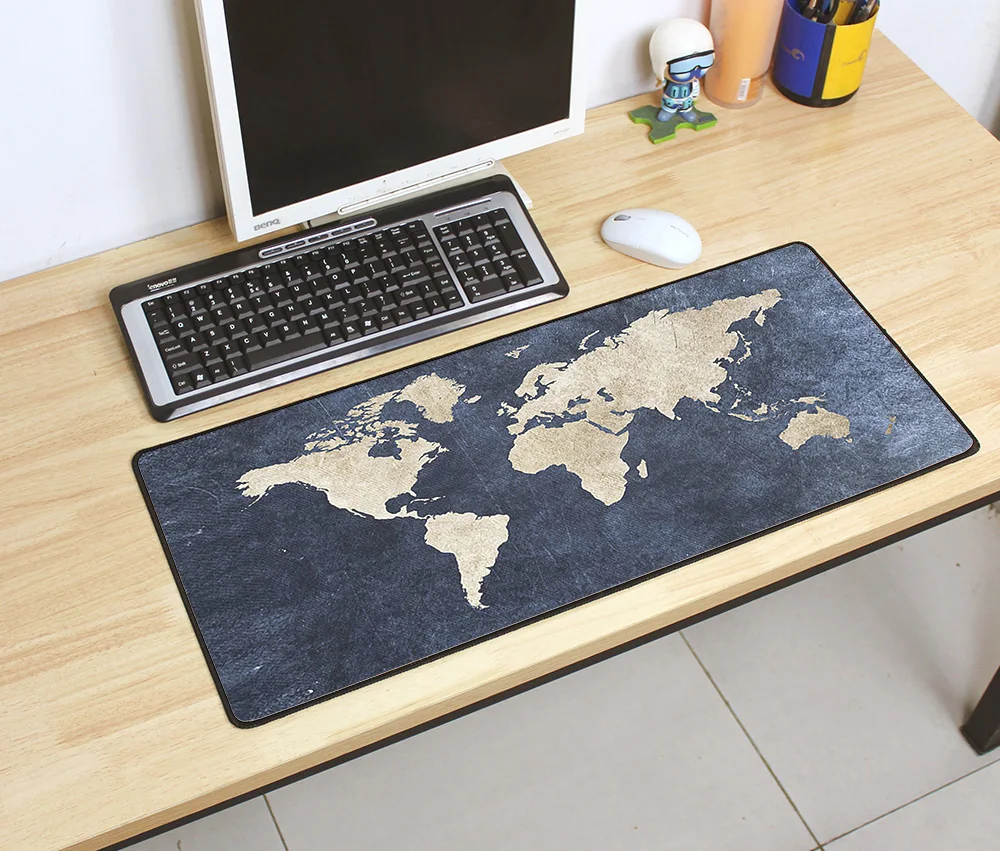 Gaming mousepad world map 700x300mm DIY XL Large mouse pad gamer with edge locking pc accessories laptop padmouse ergonomic mat