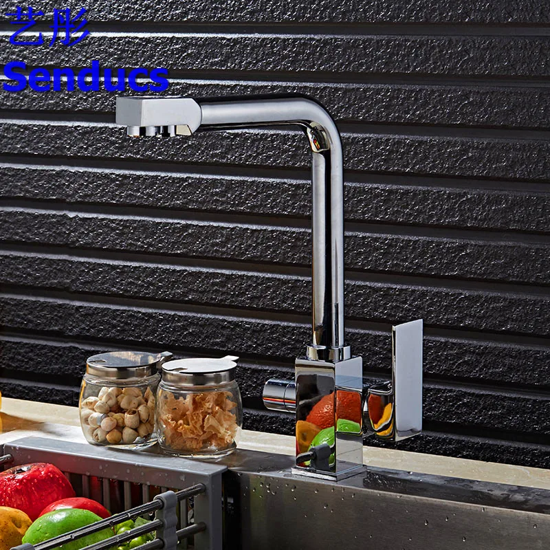 Free shipping Senducs Filter kitchen sink faucet with solid brass kitchen faucet and black kitchen filter