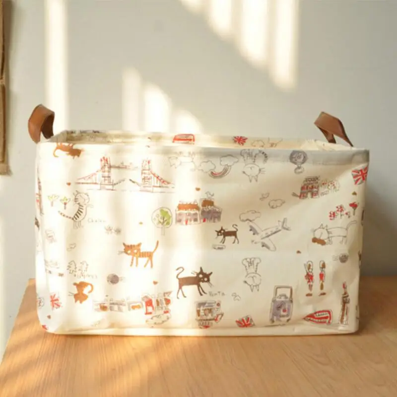 Large Makeup Cosmetic Storage Box Zakka Bag Organizer Foldable Container Cat Basket cajas organizadoras AU297 | Дом и сад