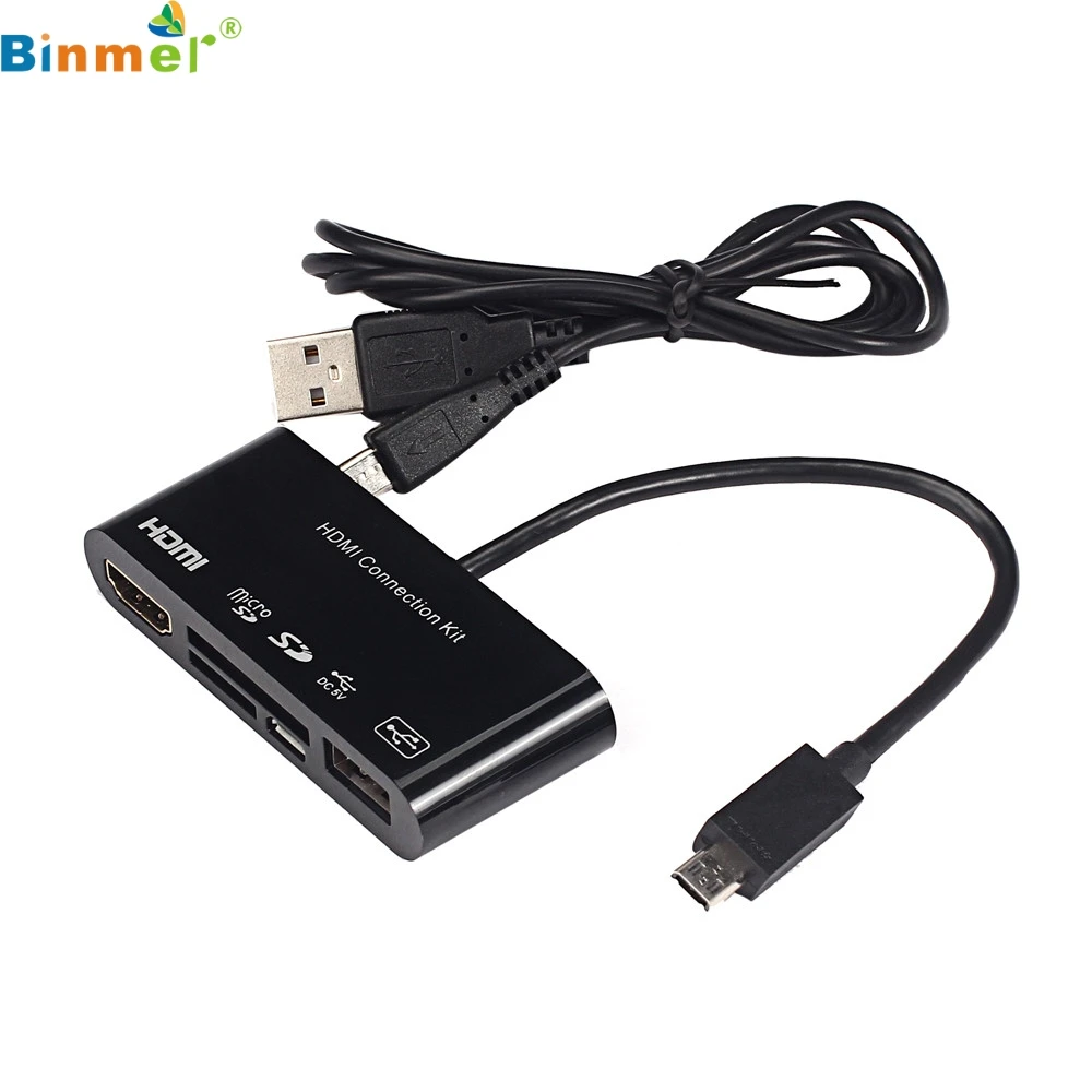 

Binmer Factory Price  5in1 Micro USB MHL to HDMI HDTV Adapter USB OTG SD Card Reader Kit   6311B13 Drop Shipping
