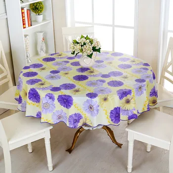 

Pastoral PVC Round Table Cloth Waterproof Oilproof Floral Printed Lace Edge Plastic Table Covers Anti Hot Coffee Tablecloths