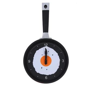 

Frying Pan Clock with Fried Egg Novelty Hanging Kitchen Cafe Wall Clock Kitchen