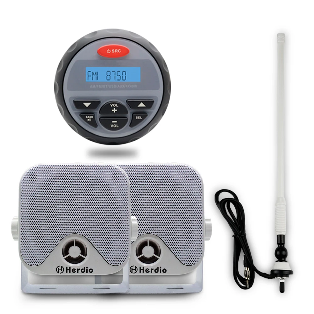 4" Waterproof Marine Gauge Radio FM AM Audio Bluetooth Stereo+4