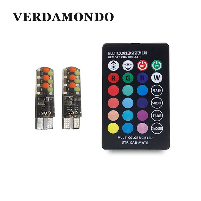 2 шт. W5W T10 194 168 автомобильный Стайлинг LED силиконовый корпус RGB COB лампы распродажа