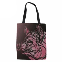 Для женщин большой сверхпрочный хозяйственная сумка-тоут женские свинья любовника печатные ручки сумки для женщин с принтом милых животных: рециркулирует эко магазин мешок