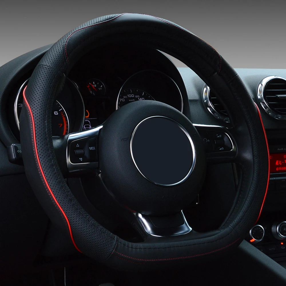 D Shape Steering Wheel Cover Top Layer Leather Steering Wheel Cover