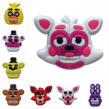 

1pcs Five Night at Freddy Cartoon PVC Shoe Charms Buckles Accessories fit Wristbands Bracelets Croc JIBZ Kids Party Gifts