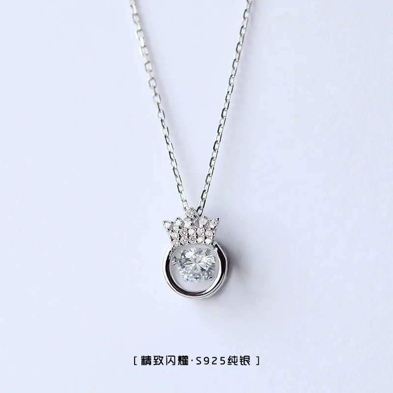 dancing heart crown Cubic Zirconia women necklace Hypoallergenic fadeless fashion jewelry for women girl Christmas gift