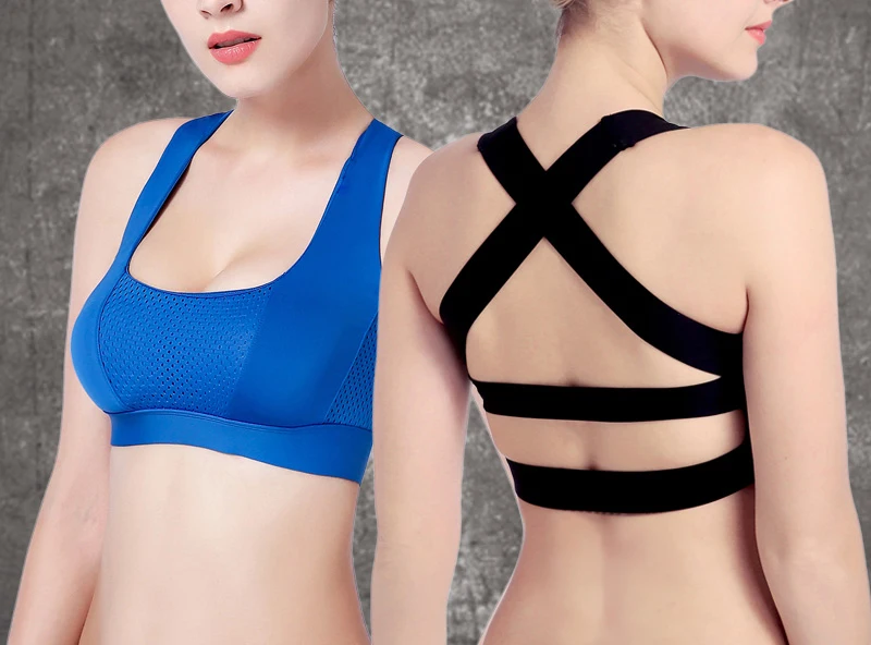 Women Tank Tops Sports Bra Push Up Fitness Bra Pink Sexy Top Yoga Running Gym Breathable Cross Strap Strappy Seamless Sports Bra 3