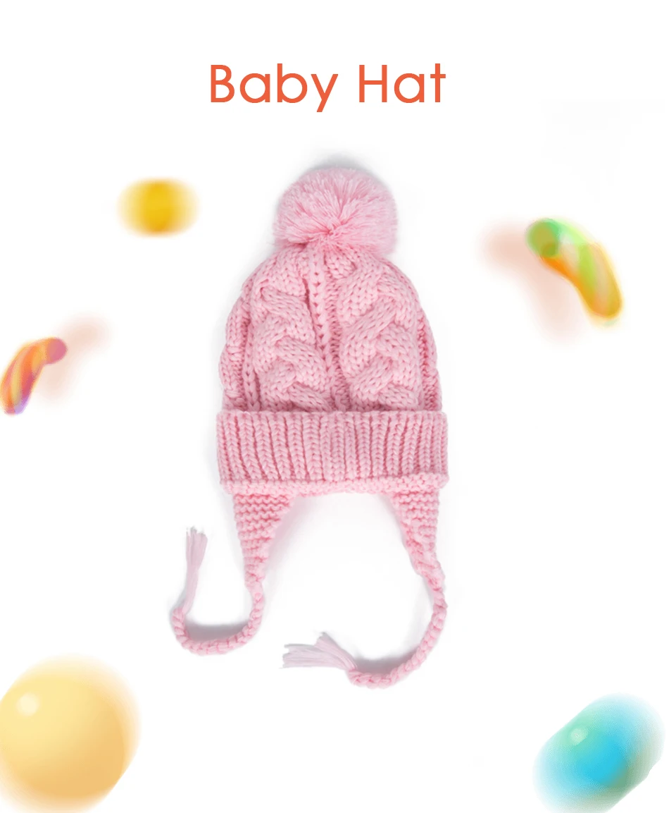 REAKIDS, детская Шапка-бини для девочек и мальчиков, зимняя вязаная плотная шапка для малышей, детская теплая шапка с помпонами, хлопковая шапка для новорожденных, От 2 до 5 лет