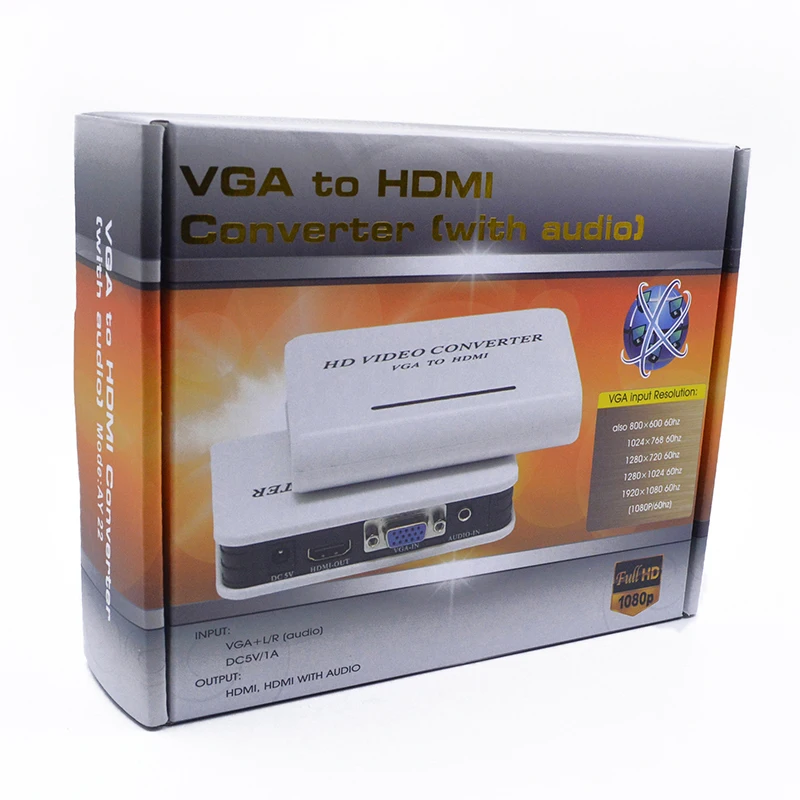 Высокий уровень совместимости Портативный Plug and play VGA к HDMI Выход 1080 P HD аудио ТВ AV