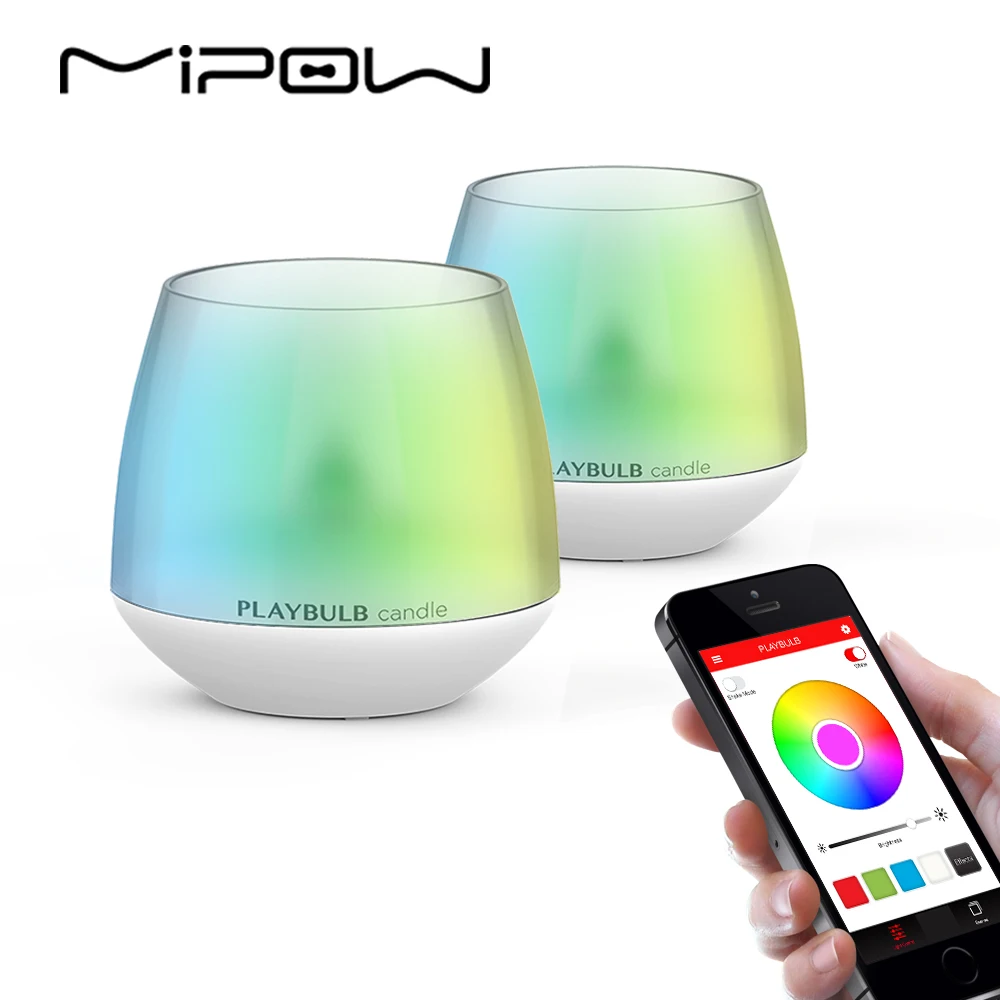 2X MIPOW PLAYBULB LED Лампа Свеча, которая меняет цвета и подходит для украшения свадебного торжества и для подарка, управление лампой осуществляется с помощью бесплатного мобильного приложения