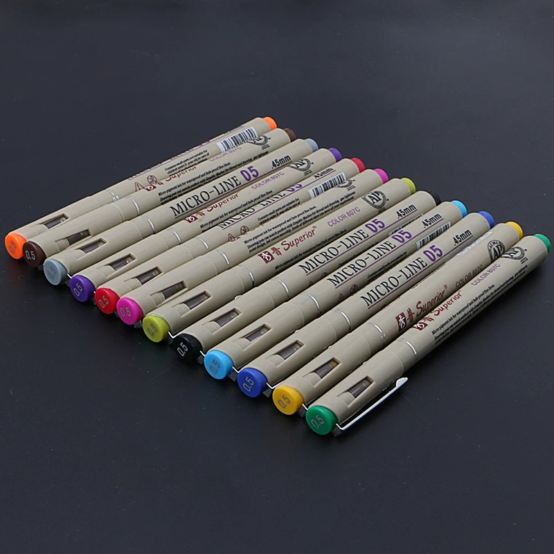 12 цветов художественная манга тонкая голова краска Графический Эскиз Рисование Маркеры Ручка ручки принадлежности