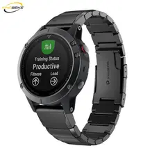 KINGBEIKE 22mm Width Stainless Steel Watch Band For Garmin Fenix 5 Plus Integrated Classic Metal WatchBand For Fenix5 Strap