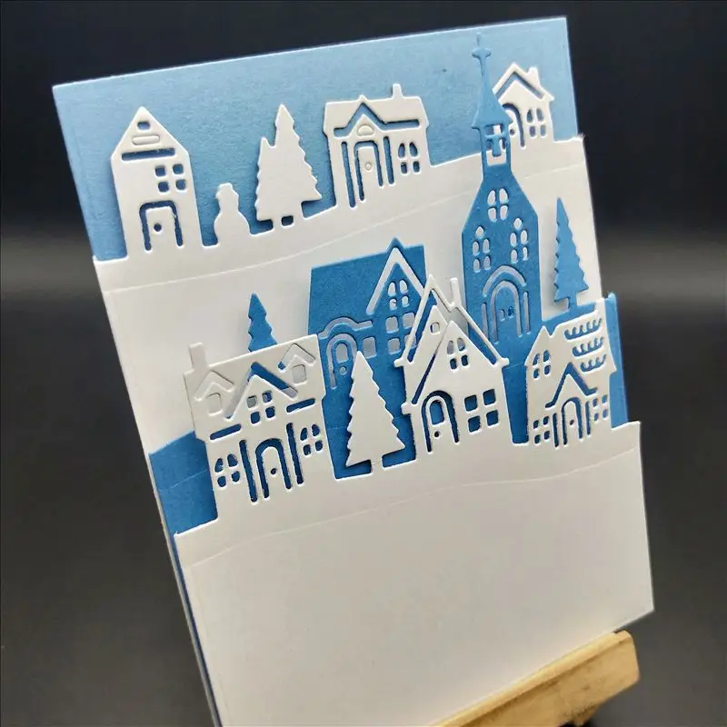 

House dies Metal Cutting Dies Scrapbooking Cutting Stencil Craft Dies Hometown Village Building Card Making Die Cuts